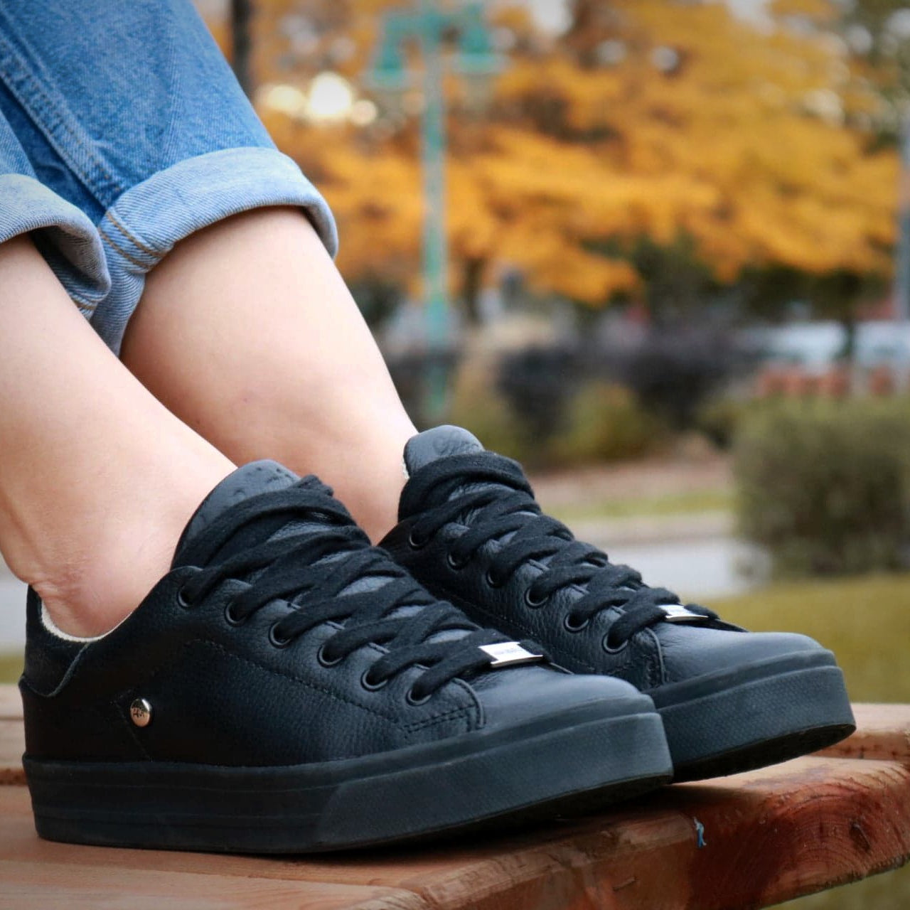black leather sneaker