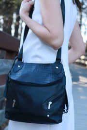 Medium Black Leather- 3 in 1 Backpack