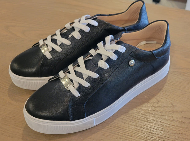 Black Leather With White Sole Sneaker