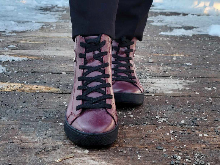 Burgundy Leather high top sneaker