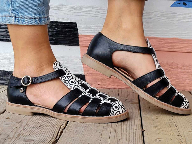 Fisherman Leather Caged Sandals