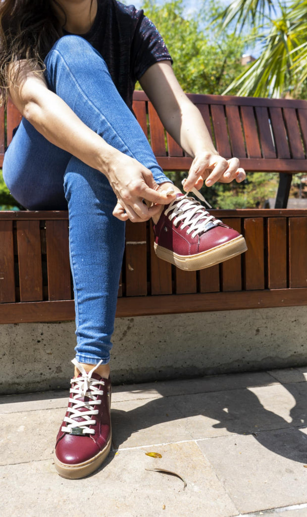 Burgundy Leather & honey Sole