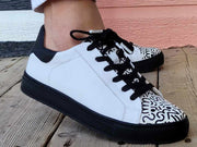 White & Print Leather-Sneaker