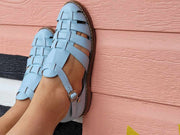 Fisherman Blue Leather Caged Sandals