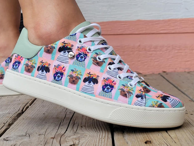 Dog- Canvas print & Leather sneakers