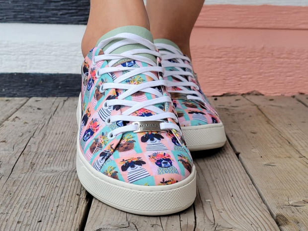 Dog- Canvas print & Leather sneakers