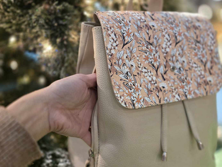 Beige Leather with Flowers