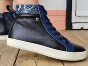 Black & Blue Leather high top sneaker