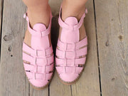 Fisherman  Pink Leather Caged Sandals