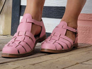 Fisherman  Pink Leather Caged Sandals