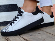 White & Print Leather-Sneaker