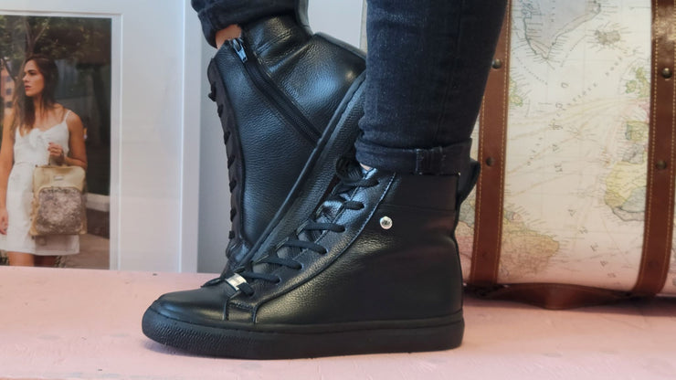 All Black Leather high top sneaker