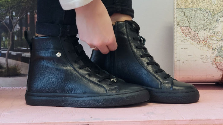 All Black Leather high top sneaker